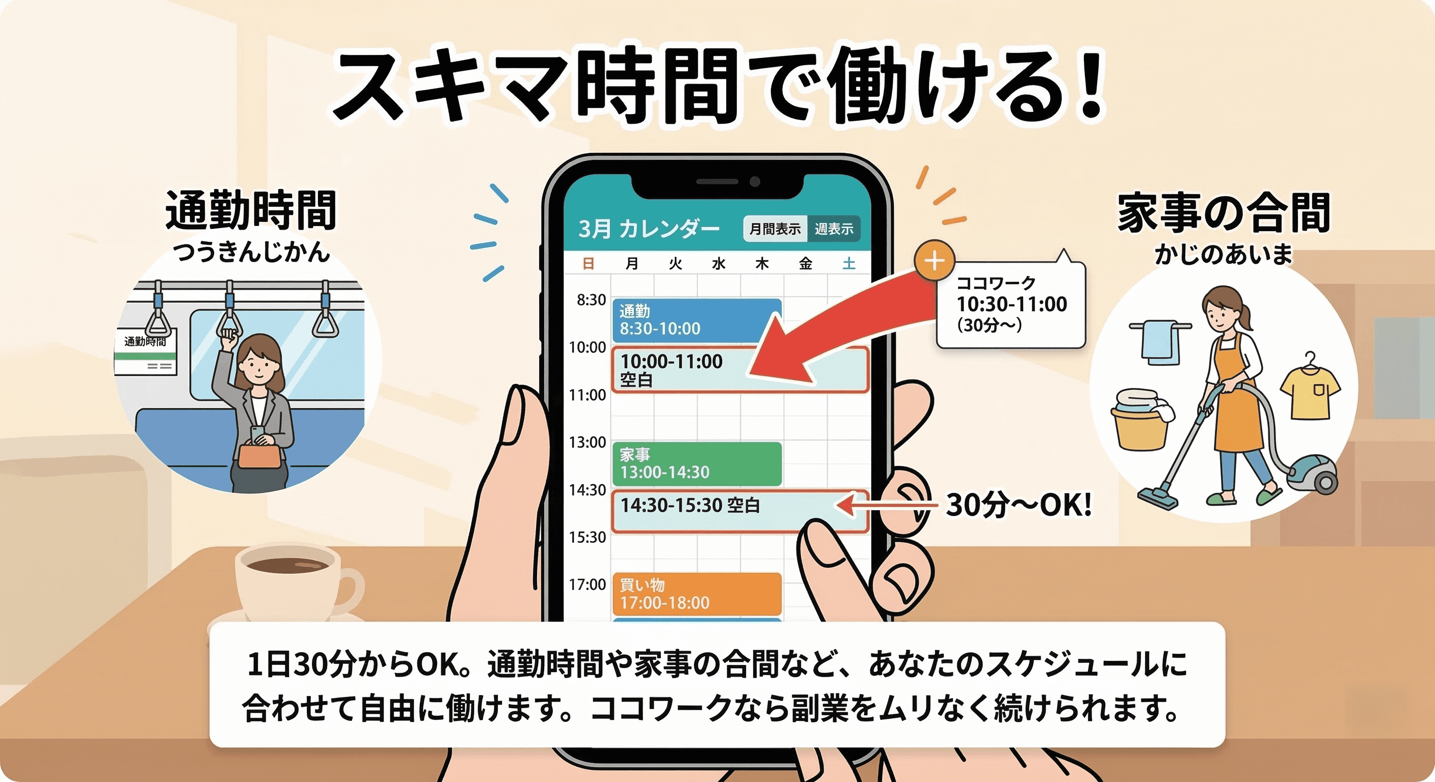 スキマ時間で働ける